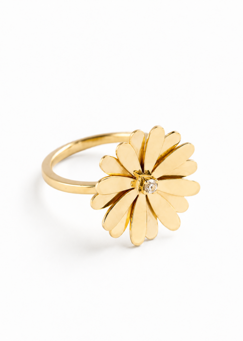 Inel din aur 14k cu margaretă, design rafinat și natural