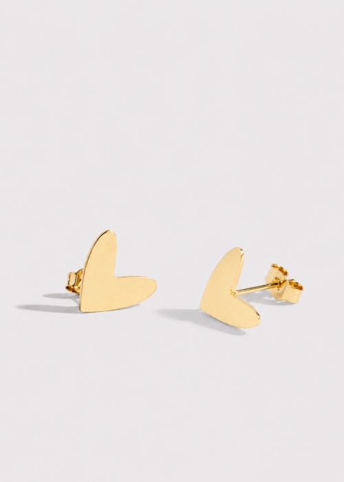 Cercei din aur de 14k, în formă de inimă, cu design modern și simbol atemporal, din colecția Amour en Or.