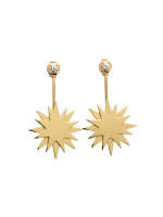 Cercei STEA Double Wish din aur 14K, model versatil cu stea dublă, format din cercel tip șurub și tijă decorativă