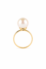 Inel din aur 14k cu perlă rotundă, design elegant