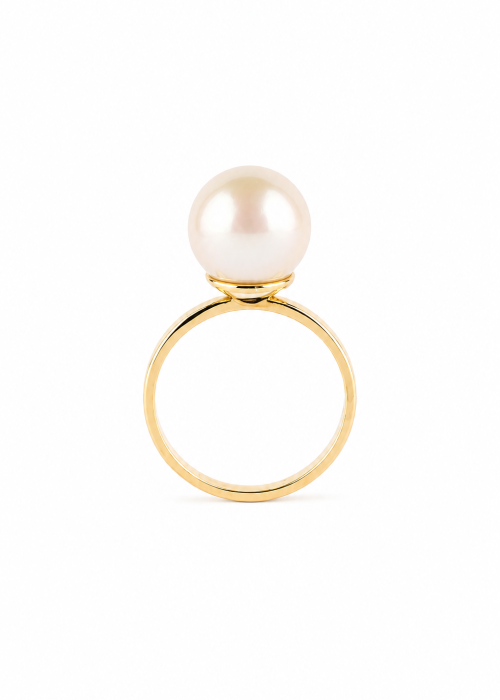 Inel din aur 14k cu perlă rotundă, design elegant