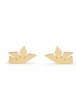 Cercei aur 14K geometrici asimetrici, design sculptat - Ameor Jewellery