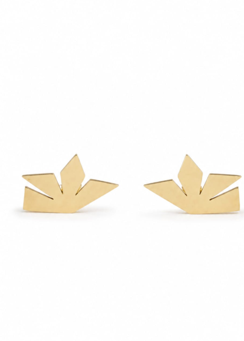 Cercei aur 14K geometrici asimetrici, design sculptat - Ameor Jewellery