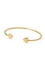 Brățară din aur 14K cu două inimi, model cuff Double Love