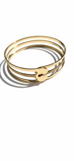 Brățară din aur 14K cu design din trei linii, finisaj lucios și sablat