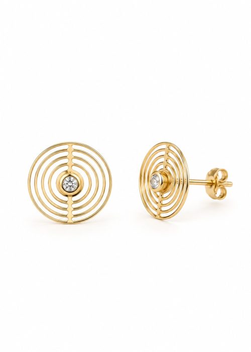 Cercei Rotunzi cu Zirconiu din aur 14K